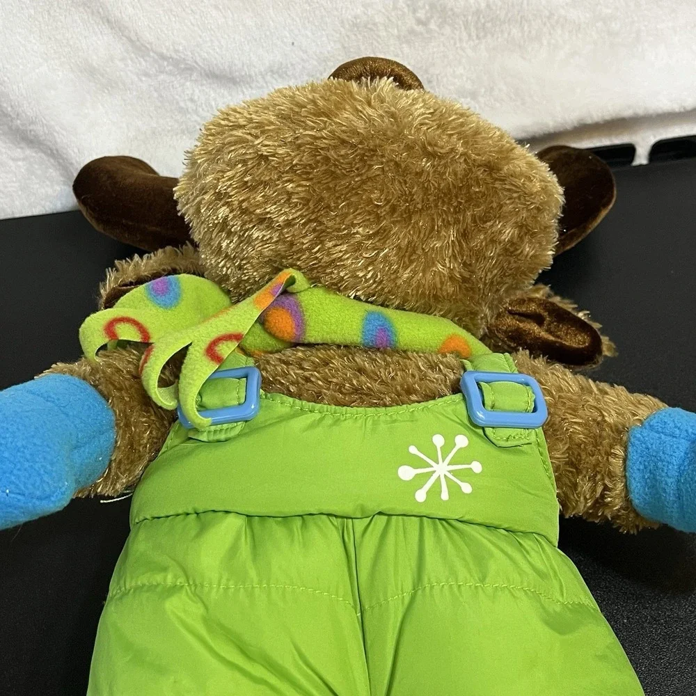 Dan Dee Moose Plush Stuffed Animal Winter Green Snowsuit Mittens Scarf
